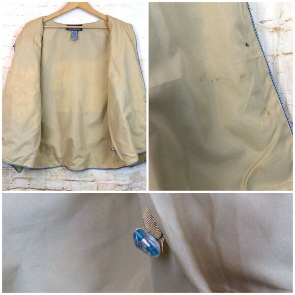 Indigo Moon Jacket Women L Blue Green Patchwork Embroidered Lined VTG Boho Artsy - Picture 14 of 14